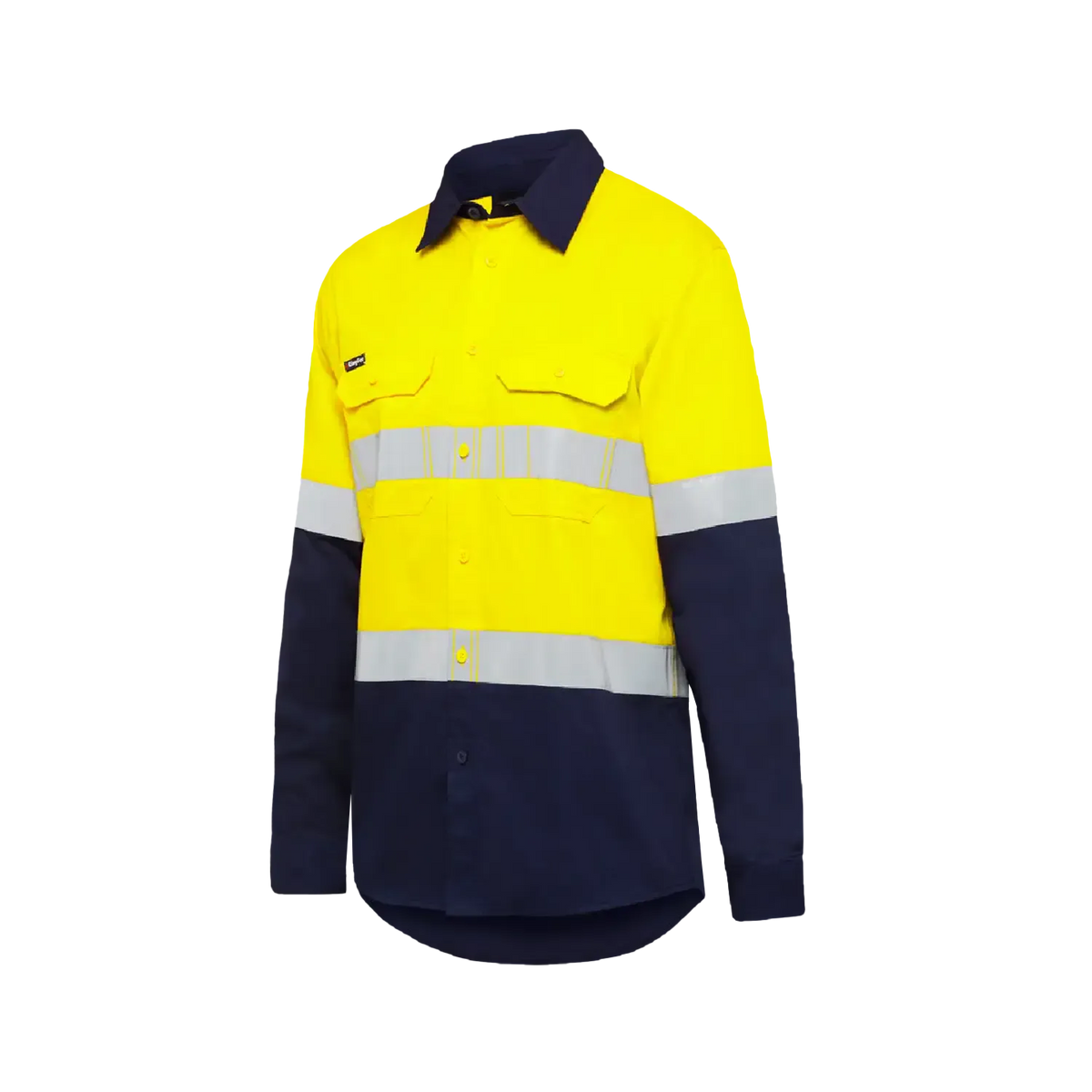 KingGee Men's Vented Spliced Drill Taped Shirt K54025 in Yellow/Navy