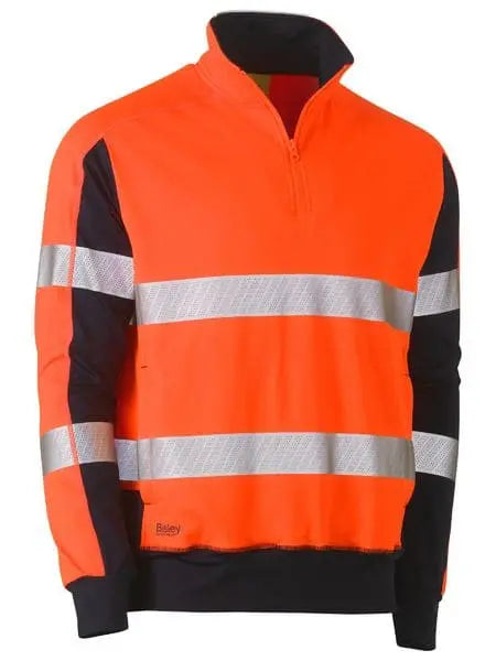 Bisley Taped Two Tone Hi Vis Contrast Stretchy 1/4 Zip Pullover BK6817T Bisley Workwear