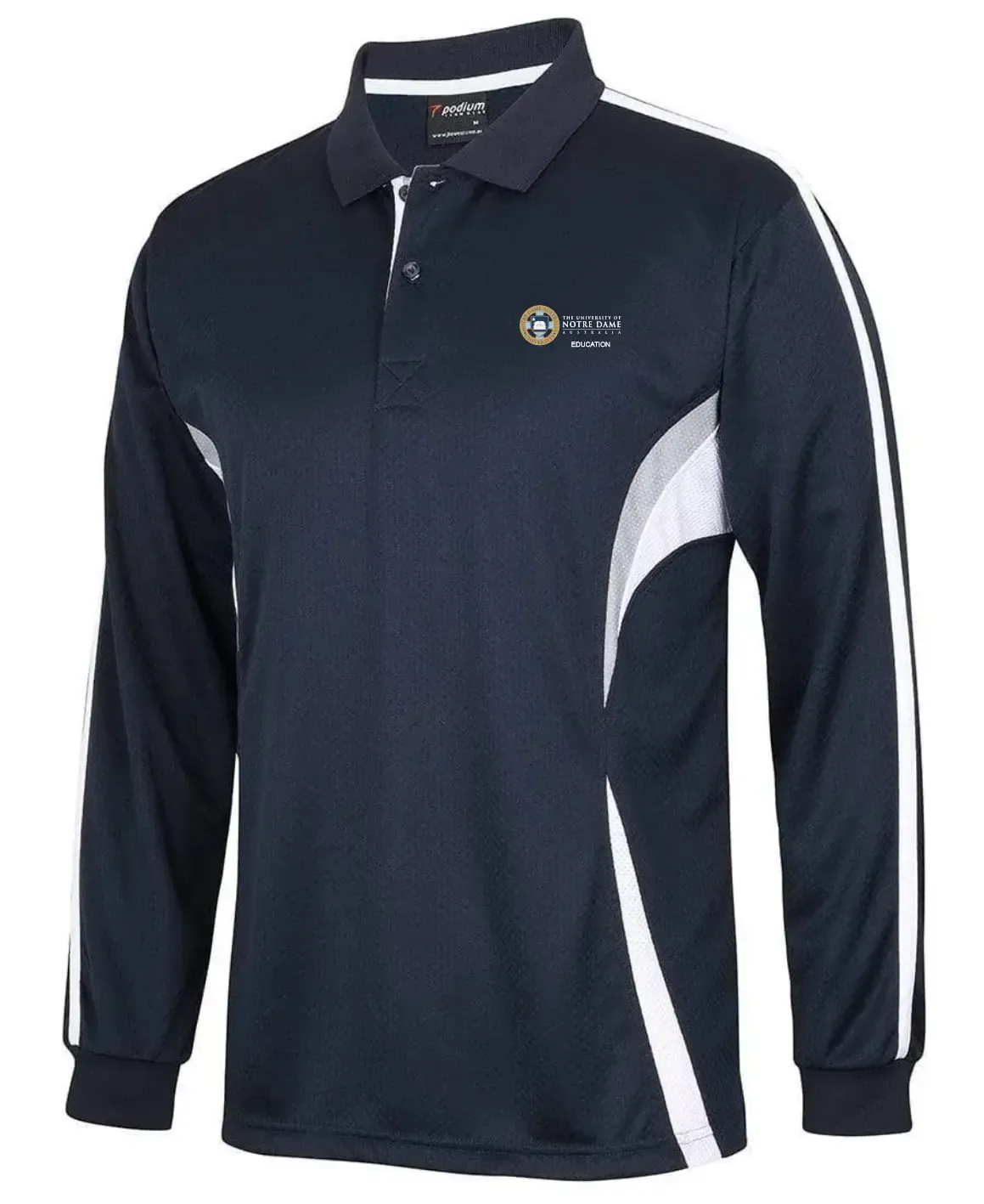 UNDA Men's EDUCATION Navy Long Sleeve Polo UNDACLP ORDERS CLOSED