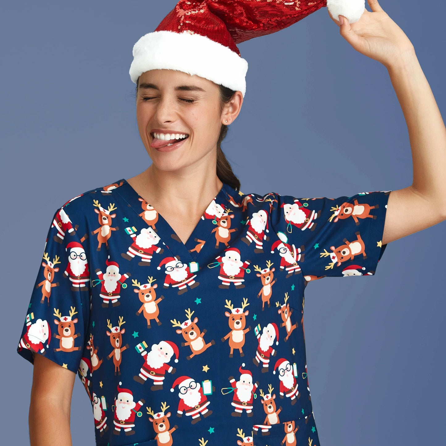 Biz Care Women's Christmas Scrubs Top Biz Care