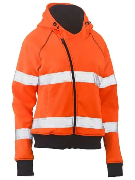 Bisley Women's Taped Hi Vis Fleece Zip Front Hoodie With Sherpa Lining BKL6819T Bisley Workwear