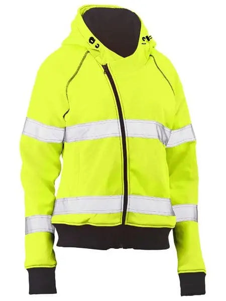 Bisley Women's Taped Hi Vis Fleece Zip Front Hoodie With Sherpa Lining BKL6819T Bisley Workwear