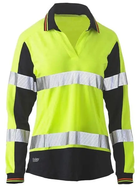 Women's Taped Two Tone Hi Vis V-neck Polo Shirt BKL6225T Bisley Workwear