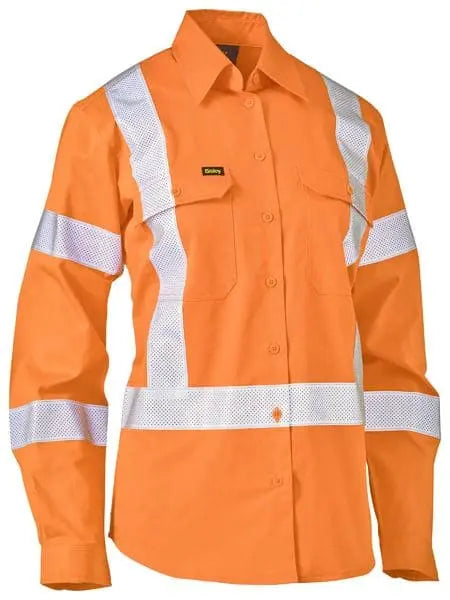 Women's X Taped Biomotion Hi Vis Cool Lightweight Drill Shirt BL6166XT Bisley Workwear