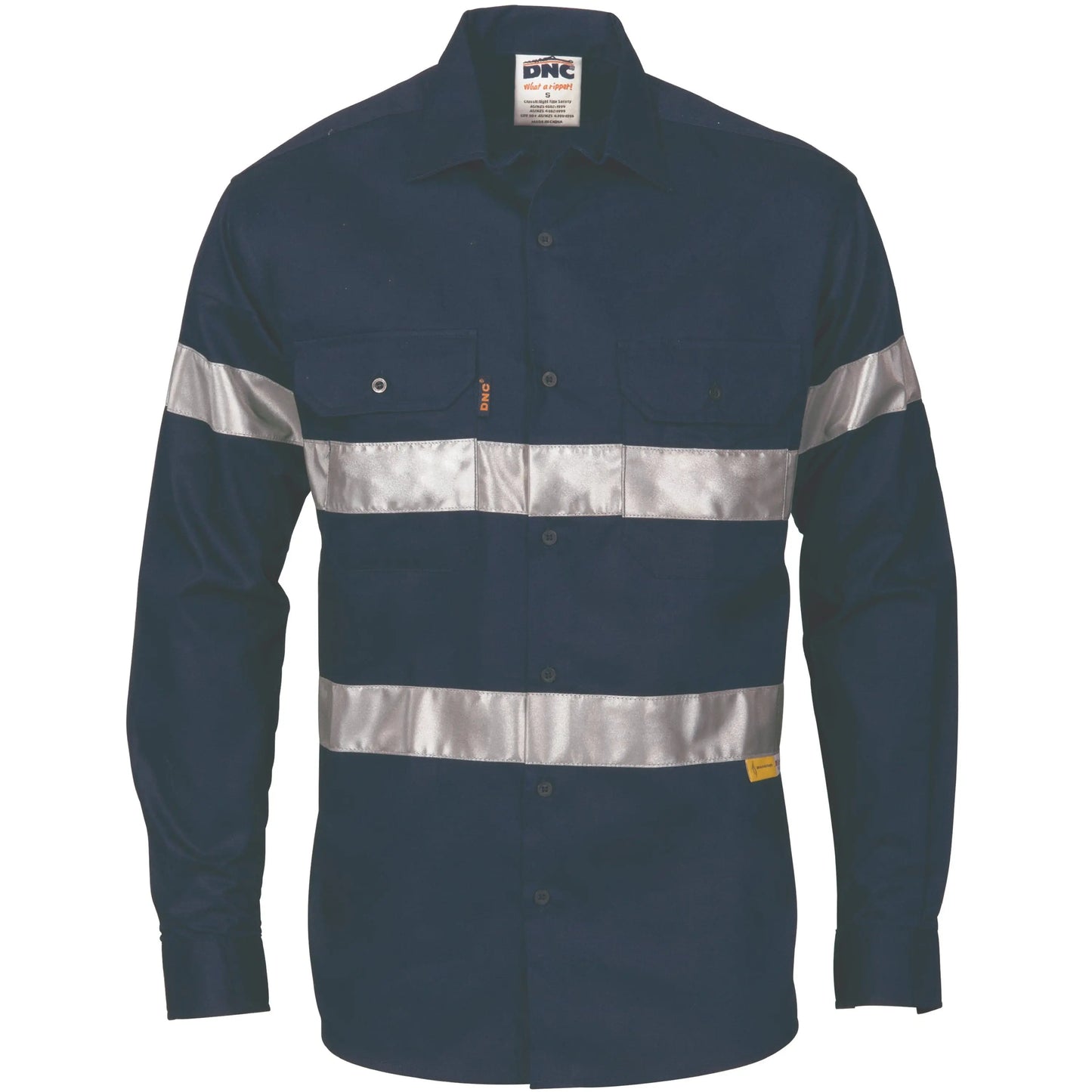 Dnc Workwear Hi-vis Cool-breeze Long Sleeve Cotton Shirt With Generic Reflective Tape - 3967 DNC Workwear