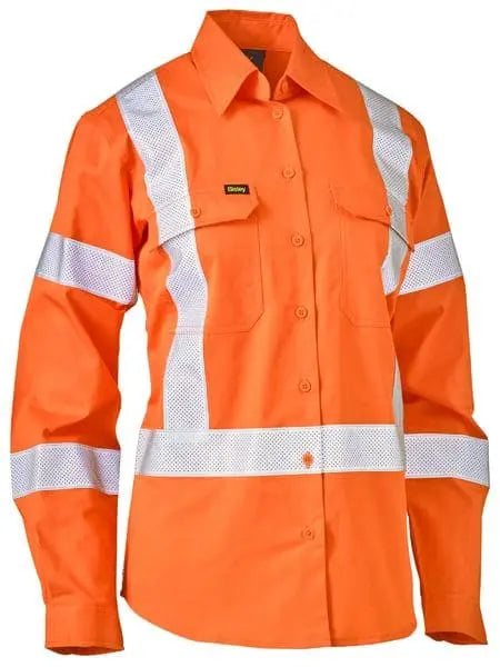 Women's X Taped Biomotion Hi Vis Cool Lightweight Drill Shirt BL6166XT Bisley Workwear