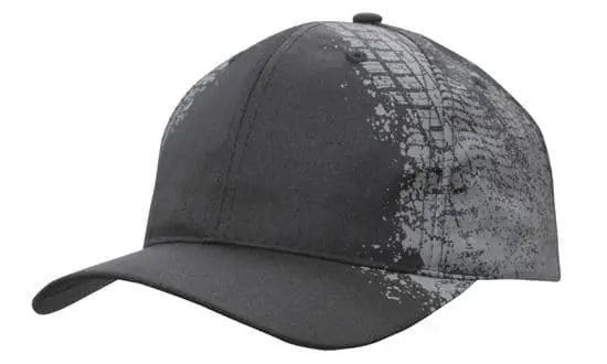 Headwear Bh Sports Twill W/tyre Print X12 - 4186 in Black/Grey
