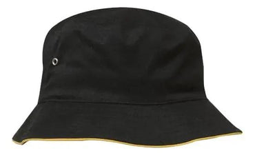 Headwear Bucket Hat With Sandwich Trim Brushed Heavy Sports Twill *no Sandwich* X12 Headwear Professionals