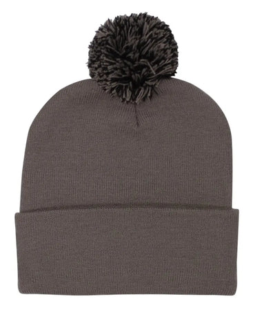 Headwear Knitted Acrylic Beanie With Pom Pom X12 - 4256 Headwear Professionals