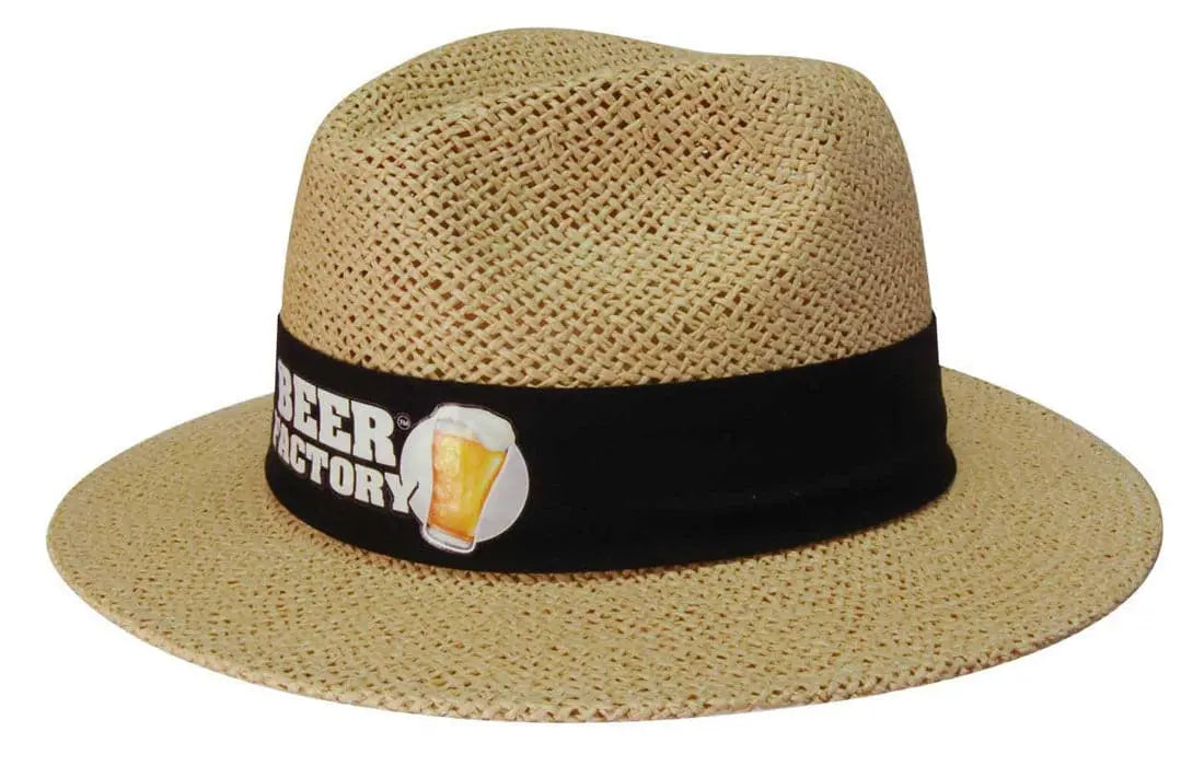 Headwear Paper Straw Hat With Material Under The Brim X12 - S4285 Headwear Professionals