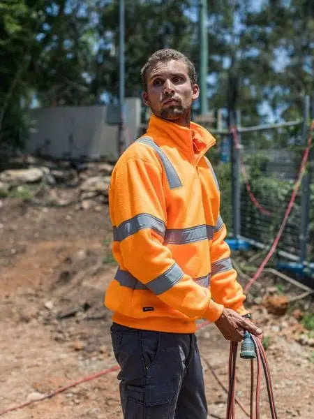 Bisley X Taped Hi Vis 1/4 Zip Pullover Vic Rail Orange BK6814XT Bisley Workwear