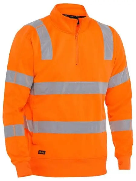 Bisley Taped Hi Vis 1/4 Zip Taped Pullover Rail Orange BK6814T Bisley Workwear