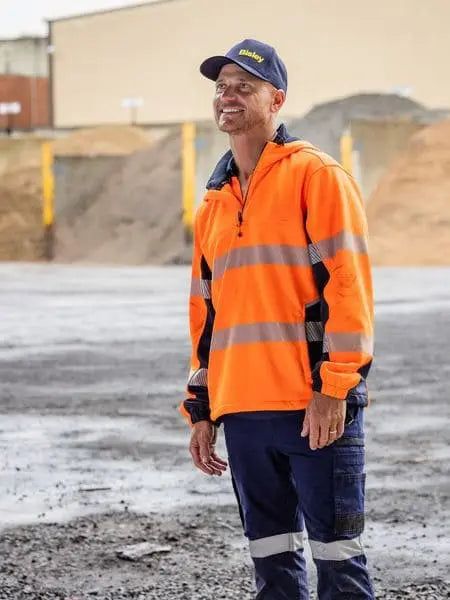 Bisley Taped Hi Vis Liquid Repellent Fleece Hoodie BJ6517T Bisley Workwear