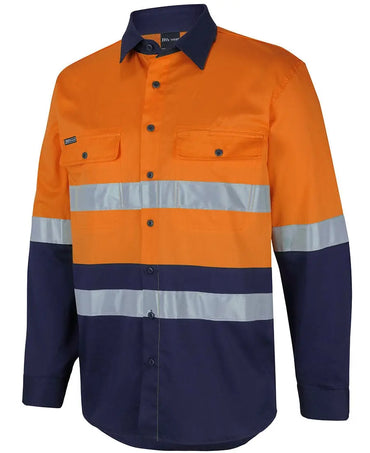 Hi Vis (D+n) L/s Stretch Work Shirt With Tape 6DSWL Metro Workwear.