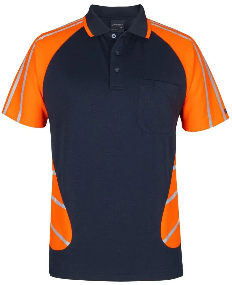 Jb's Street Spider Hi Vis Polo With Reflective Stripes 6HSSR in Navy/Orange