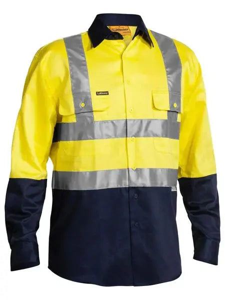 Bisley Workwear 3m Taped Hi Vis Drill Shirt Long Sleeve BS6267T Bisley Workwear