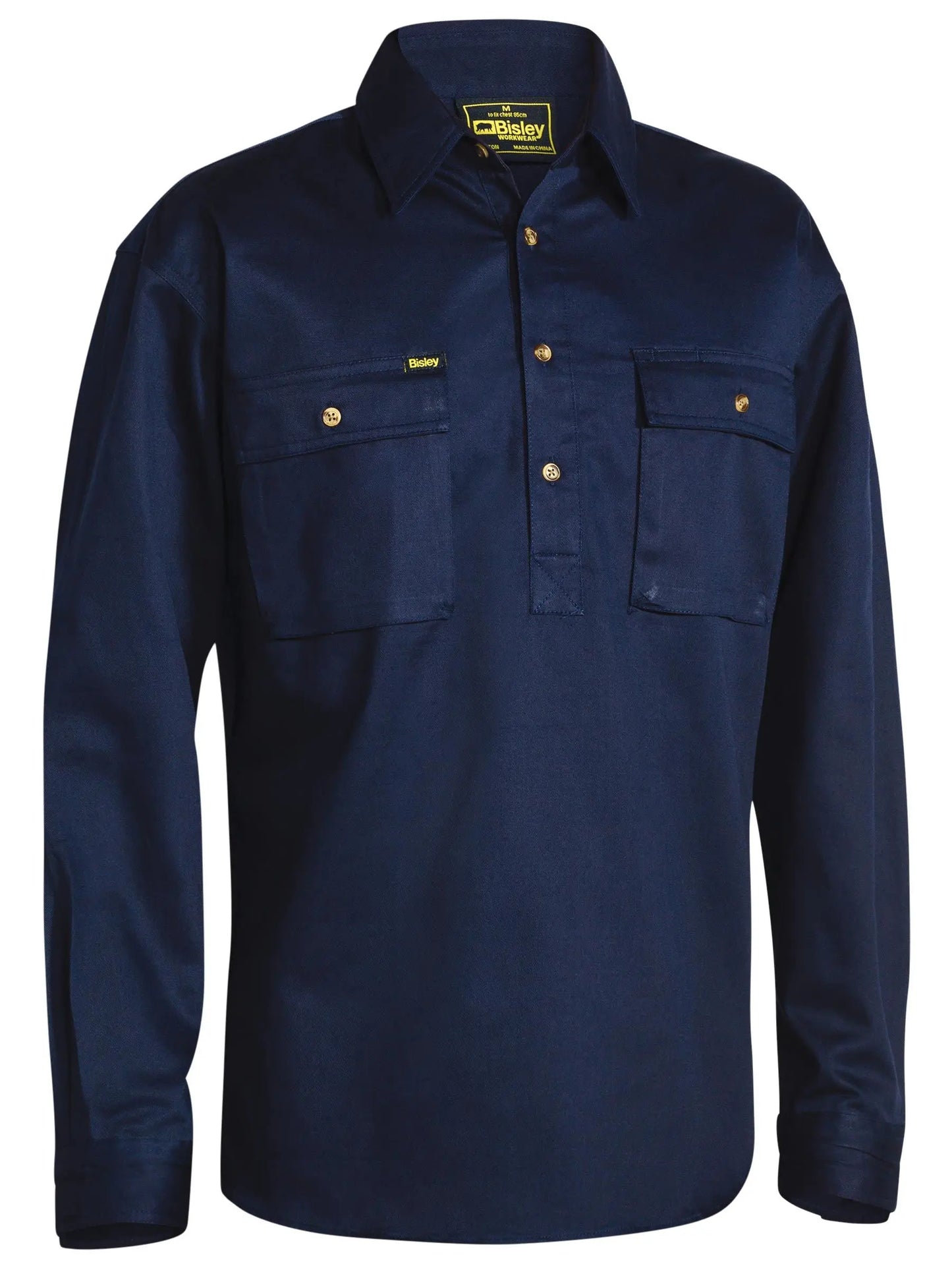 Bisley Workwear Closed Front Cotton Drill Long Sleeve Shirt BSC6433 Bisley Workwear