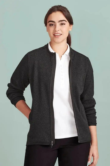 Biz Care Nova Womens Knit Jacket CO342LJ Flash Uniforms Black Marle XS