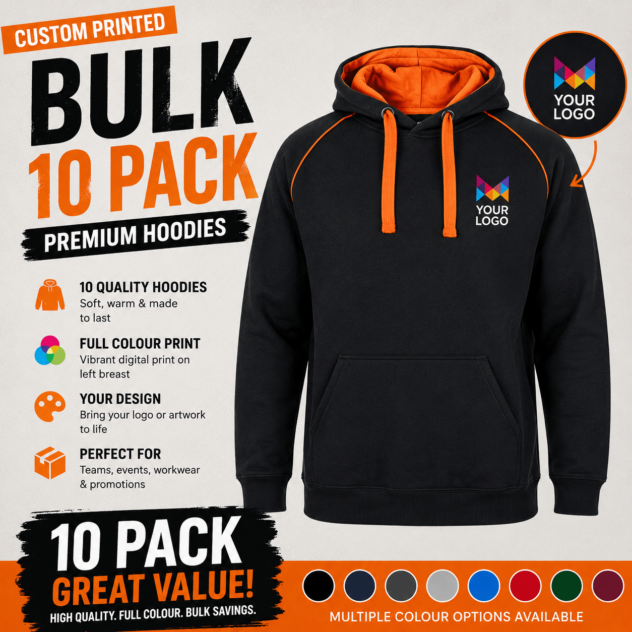 10 x Jb’s Printed Contrast Hoodie 3CFH