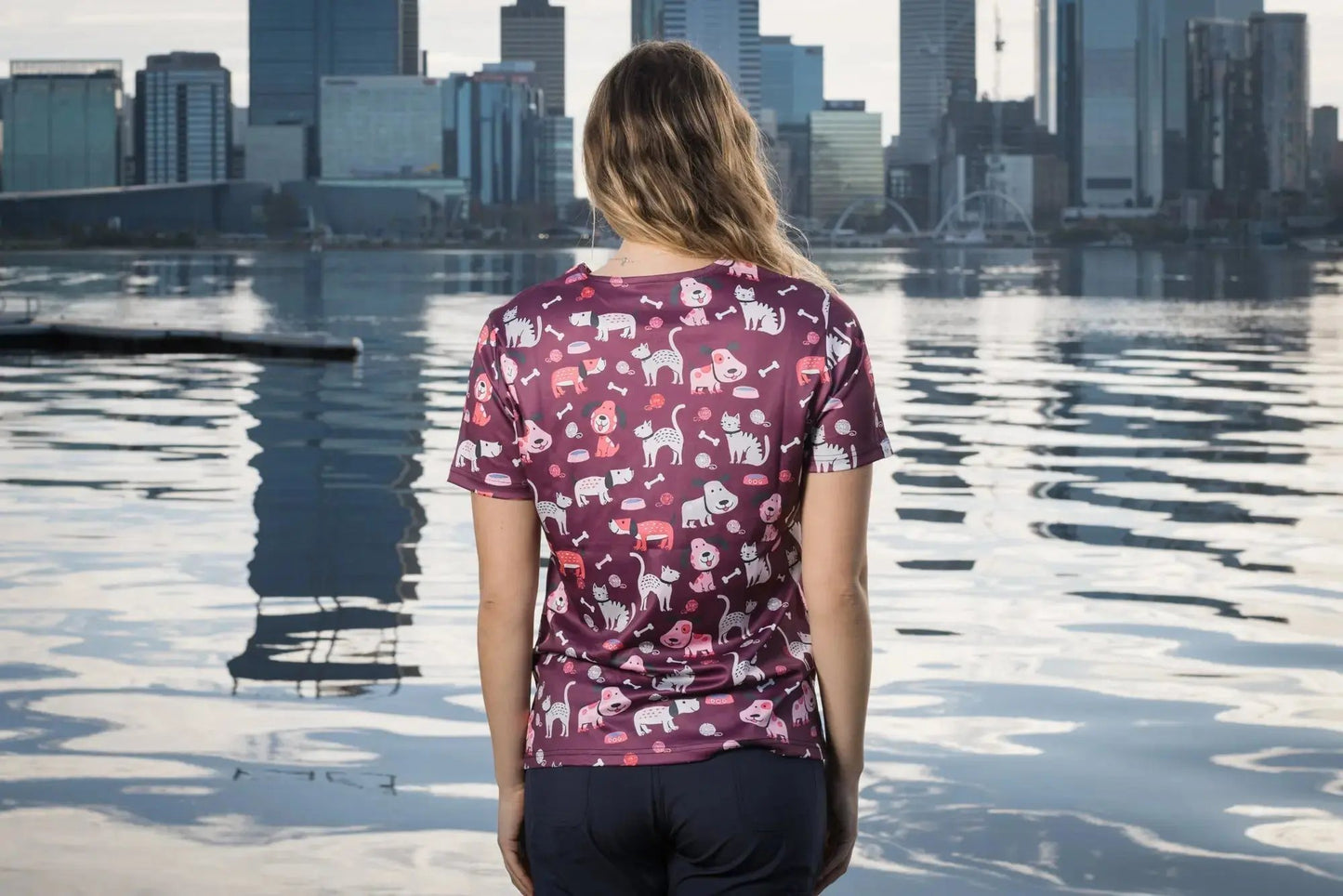 Softies Women's Purple Dog Slim Fit Fun Scrub Top PDOT01 Simply Scrubs Australia