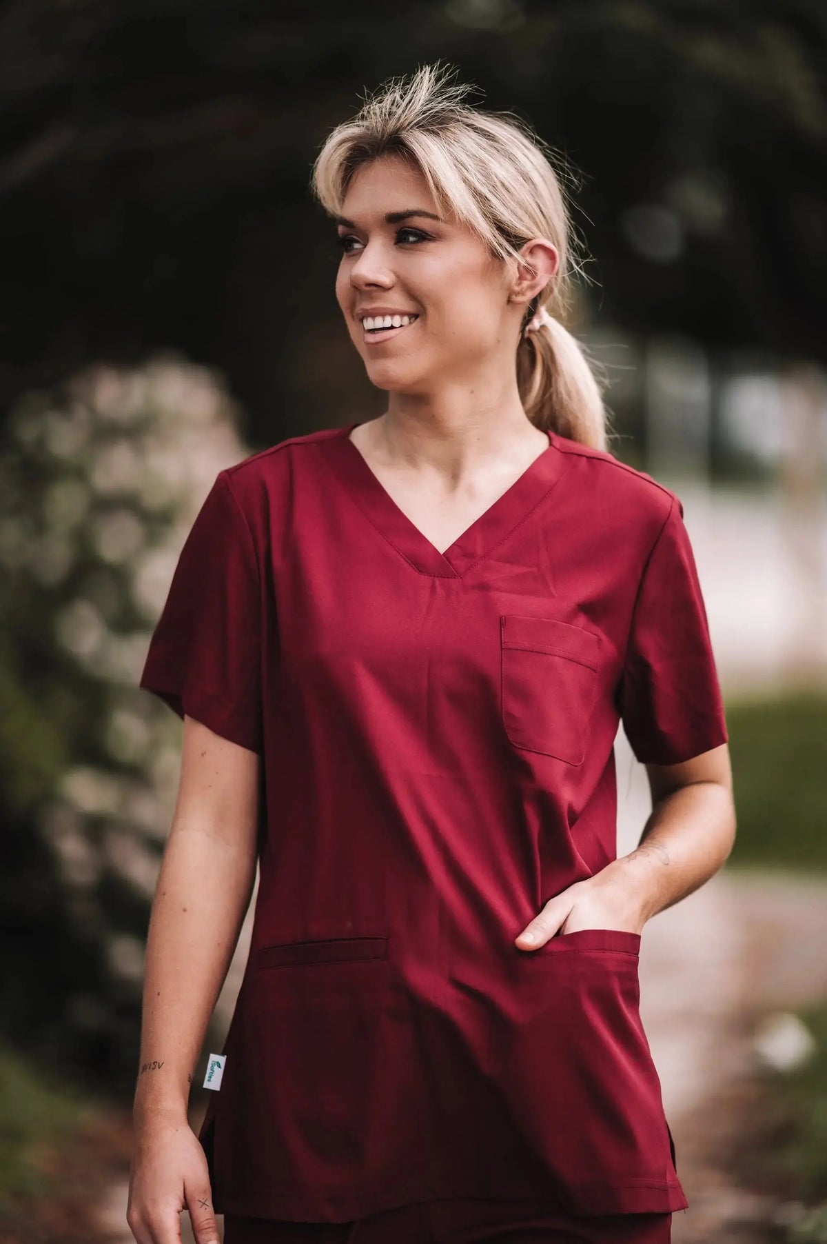 Softies London Women’s Premium Scrub Top LT01 in Red Wine (Burgundy)