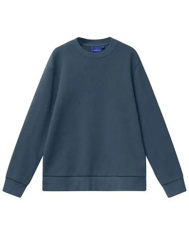Unisex Air-layered CVC Crew Neck Sweater FL05 in Slate Blue