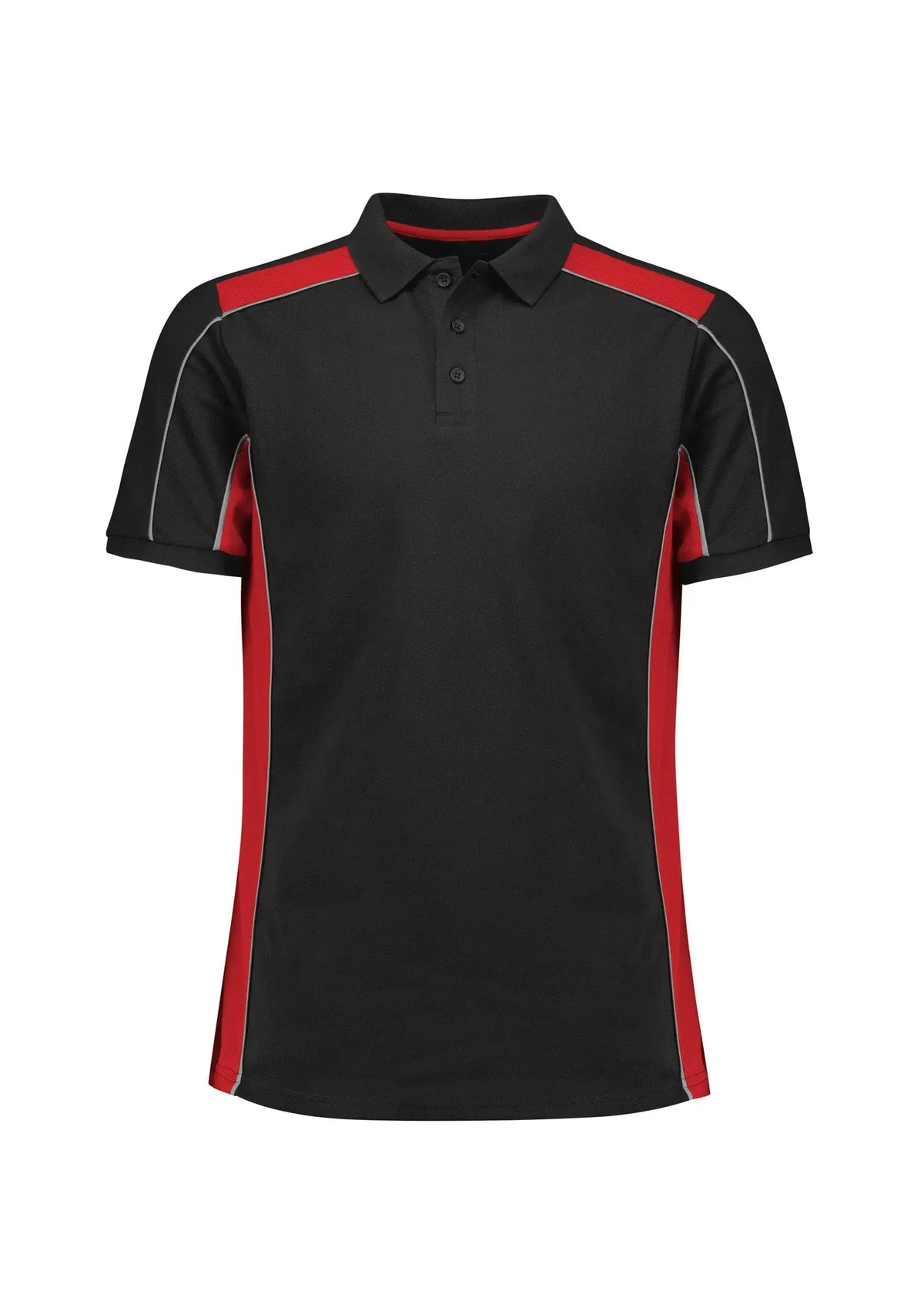 Biz Collection Unisex Grid Moto Polo Shirt P413US in Black/Red