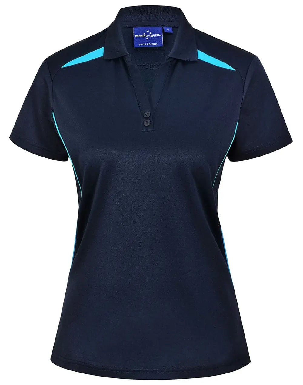 Women's Sustainable Poly/Cotton Contrast Polo Shirt PS94 Casual Wear Winning Spirit Navy/Aqua 6