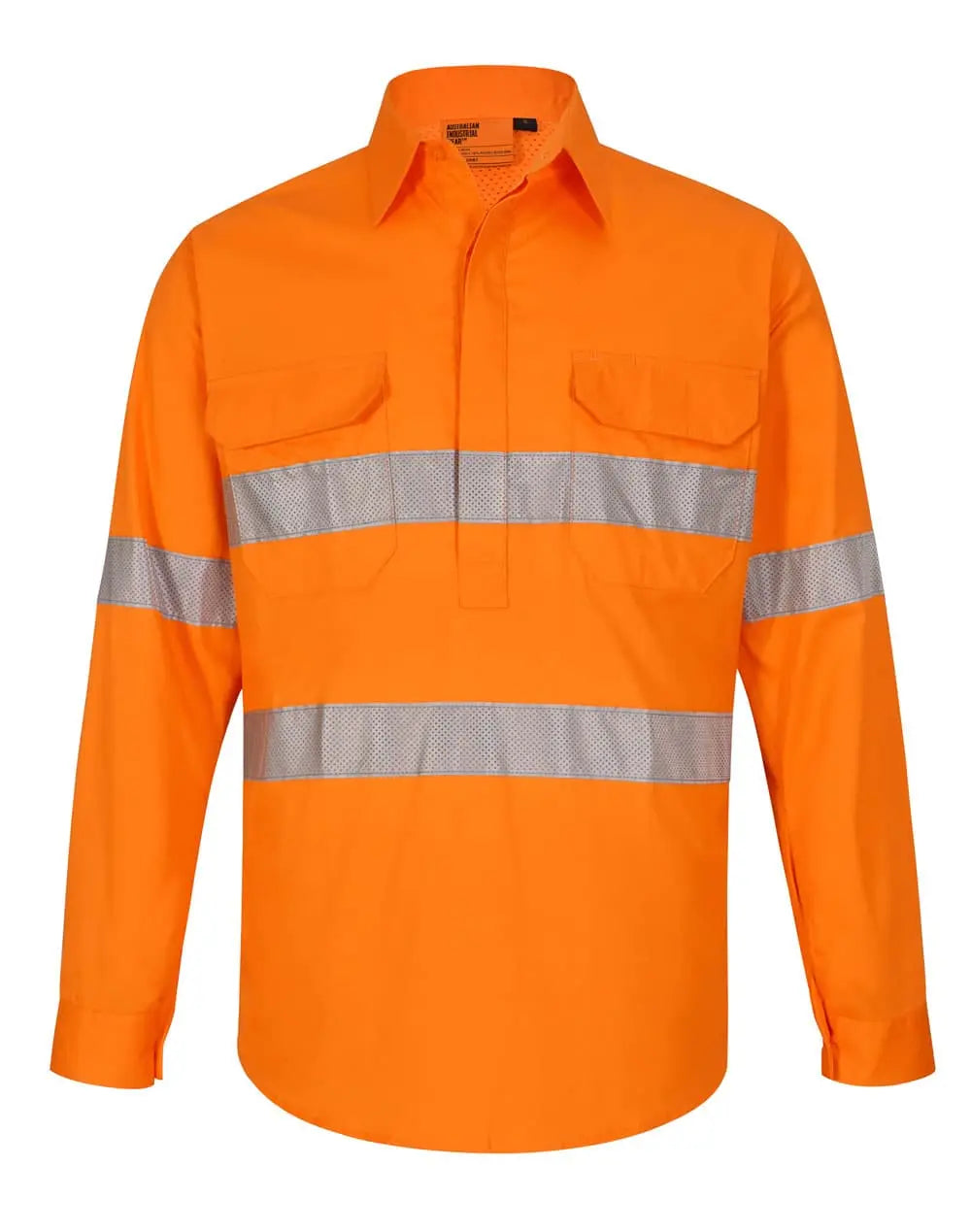 Unisex Hi-Vis Cool Breeze Closed Front Perforated Taped Shirt SW87 Work Wear Australian Industrial Wear Orange 2XS