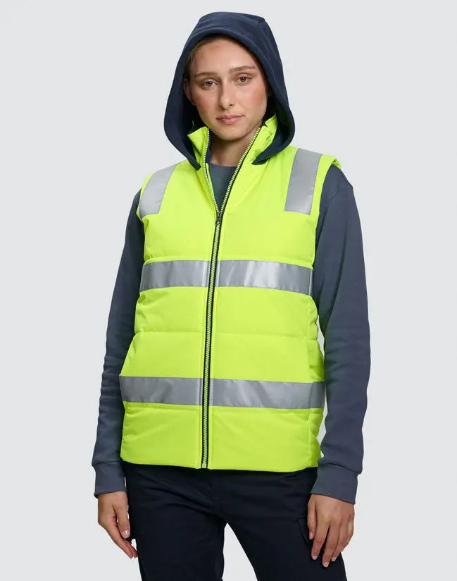 Unisex Hi-Vis Safety Hooded Puffer Vest SW93 Winning Spirit