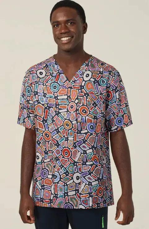 Water Dreaming Unisex Indigenous Scrub Top CATRG9 - Simply Scrubs Australia