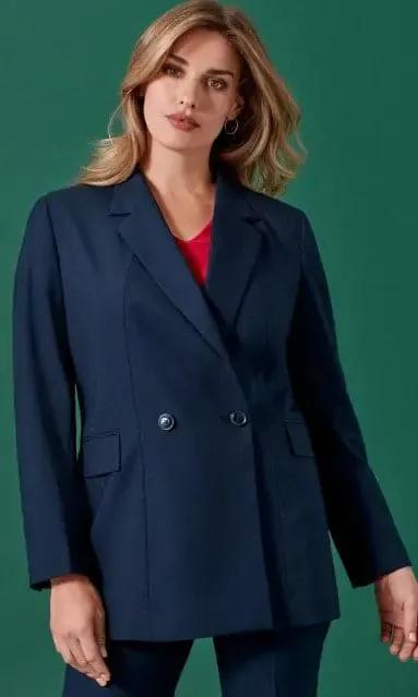 Biz Corporates Women's Renew Double Breasted Longline Jacket RJ400L Biz Corporates