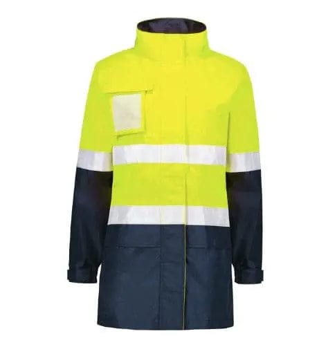Syzmik Workwear Women's Hi Vis Ultralite Waterproof Jacket ZJ757 in Yellow/Navy