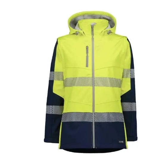 Syzmik Workwear Women's Streetworx 2 In 1 Stretch Softshell Jacket ZJ753 in Yellow/Navy