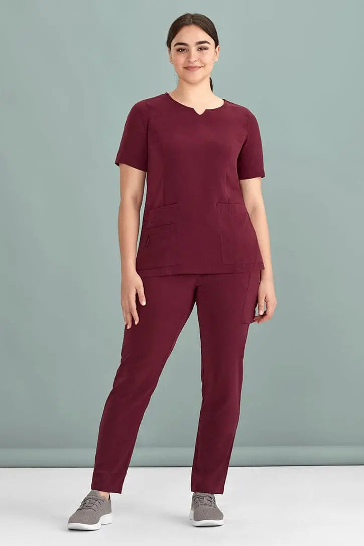 Biz Care Womens Avery Tailored Fit Round Neck Scrub Top CST942LS Biz Care