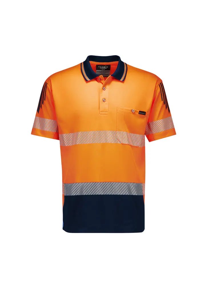 SYZMIK Unisex Hi Vis Segmented Tape Flux Short Sleeve Polo ZH555 Metro Workwear