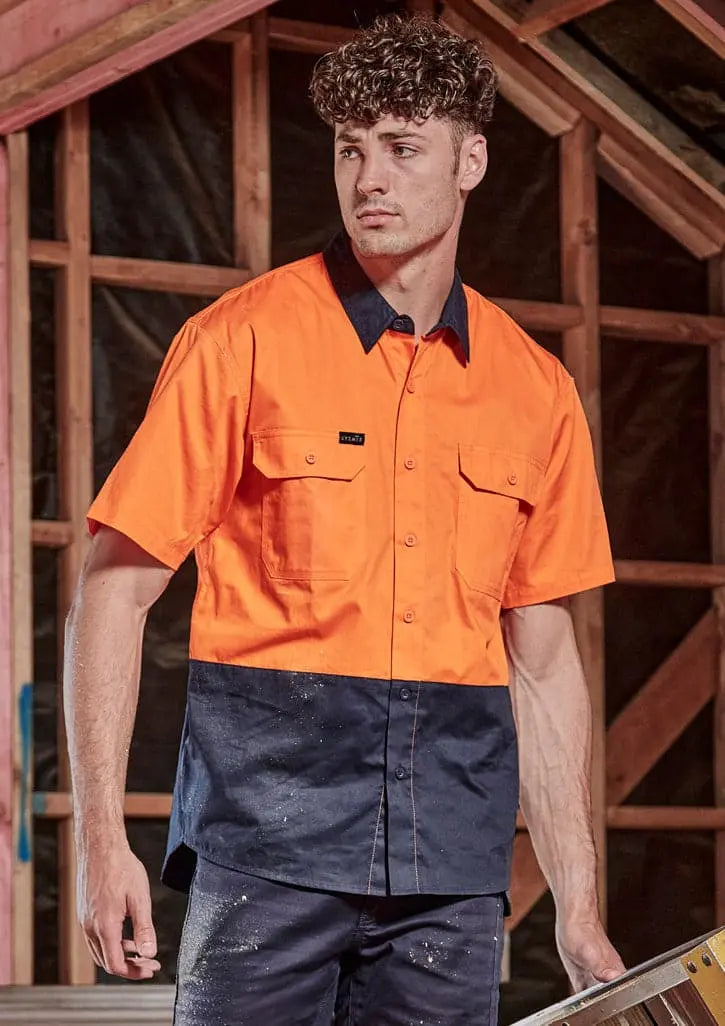 Syzmik Workwear Men's Hi Vis Short Sleeve Shirt ZW115 Work Wear Syzmik
