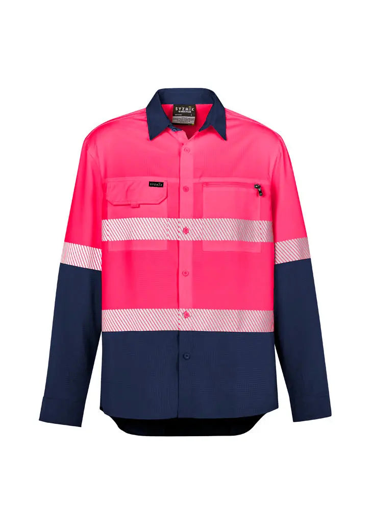 Mens Hi Vis Outdoor Segmented Tape L/S Shirt ZW470 Syzmik