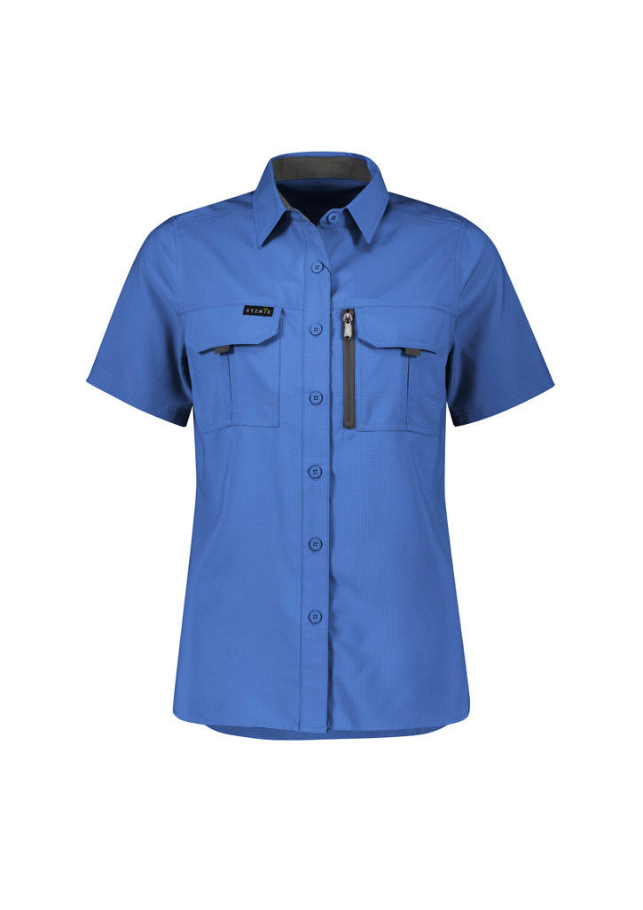 Syzmik Workwear Outdoor Women's Short Sleeve Shirt ZW765 Work Wear Syzmik Blue 8 