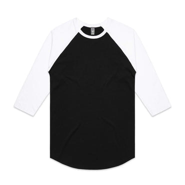 As Colour Men's raglan tee 5012 Casual Wear As Colour BLACK/WHITE XSM