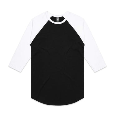 As Colour Men's raglan tee 5012 Casual Wear As Colour BLACK/WHITE XSM