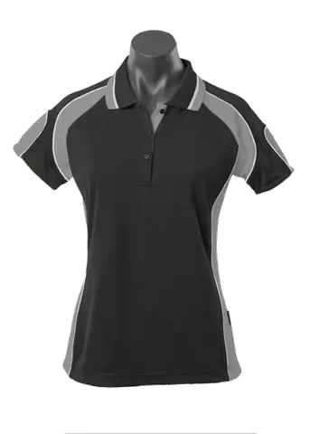 Aussie Pacific Ladies Murray Polo Shirt 2300 Casual Wear Aussie Pacific Black/Ashe/White 8