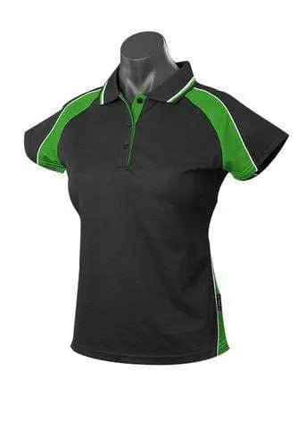 Aussie Pacific Ladie's Panorama Polo Shirt 2309 Casual Wear Aussie Pacific Black/Kawa Green/White 6