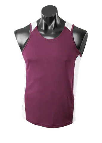 Aussie Pacific Premier Singlet 1101 Casual Wear Aussie Pacific Burgundy/White S
