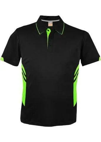 Aussie Pacific Tasman Kids Polo Shirt 3311 Casual Wear Aussie Pacific Black/Neon Green 6