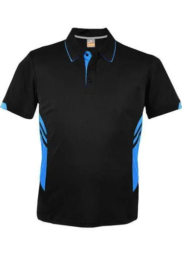 Aussie Pacific Tasman Kids Polo Shirt 3311 Casual Wear Aussie Pacific Black/Cyan 6