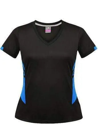 Aussie Pacific Tasman Ladies Tees 2211 Casual Wear Aussie Pacific Black/Cyan 8