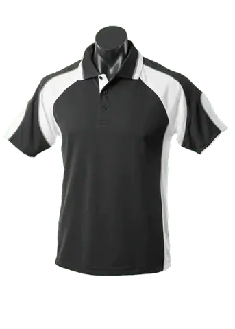 Aussie Pacific Men's Murray Polo Shirt 1300 Casual Wear Aussie Pacific Black/Ashe/White S