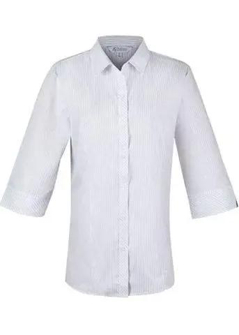 Aussie Pacific Ladies Bayview 3/4 Sleeve Shirt 2906T Corporate Wear Aussie Pacific White/Silver 4