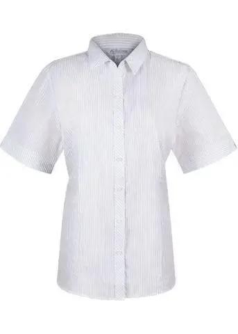 Aussie Pacific Ladies Bayview Short Sleeve Shirt 2906S Corporate Wear Aussie Pacific White/Silver 4